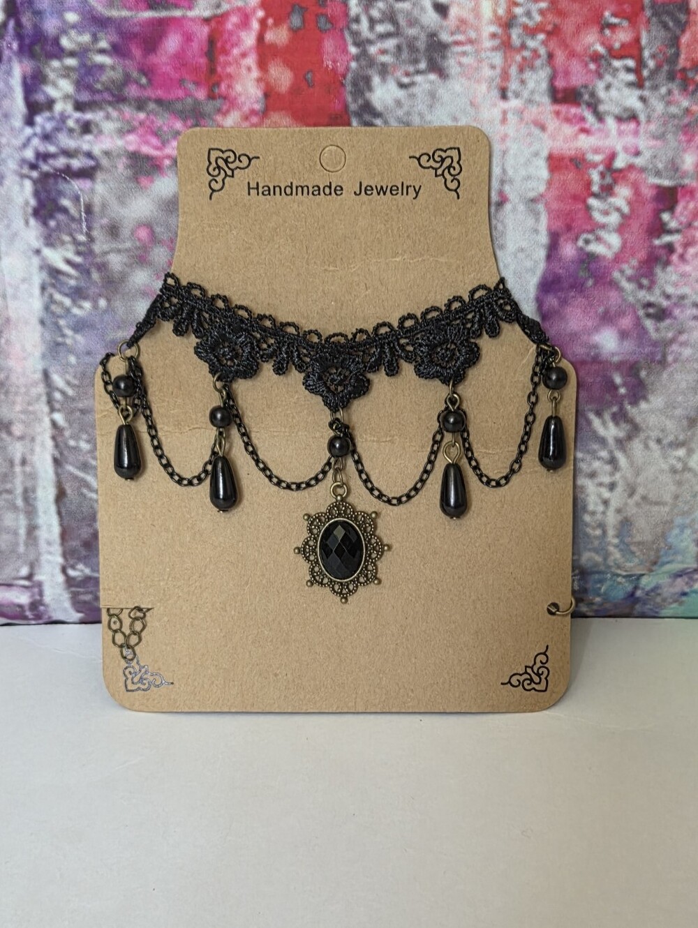 Handmade Black Victorian Lace Choker Necklace NIP - Picture 5 of 7